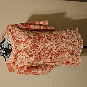 Solitaire Bohemian Style short sleeve embroidered shirt size medium